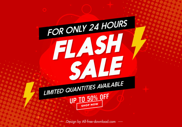 Flash Sale Poster Vorlage elegante rote Blitze Dekor