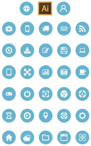 conjunto de iconos de web plana circular