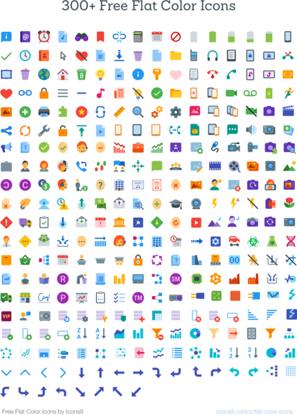 flache farbige Icons von icons8