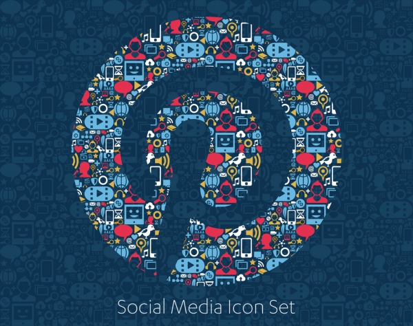 Flat Icons Technology Social Media Network Computer Concept Abstract Background With Objects Group Of Elements Star Smile Face Sale Share Like Comment Vector Illustration Twitter Youtube Whatsapp Snapchat Facebook Instagram -3