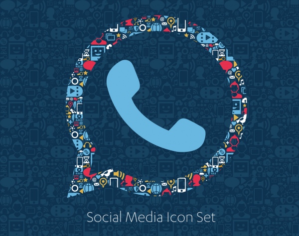 flat icons technology social media network computer concept abstract background with objects group of elements star smile face sale share like comment
