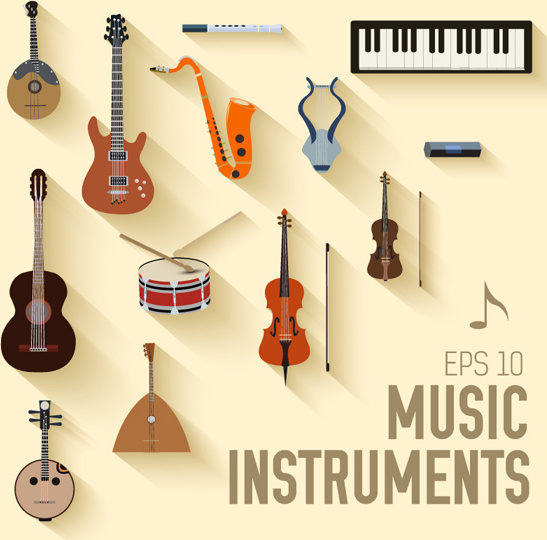 Flat Music Instruments Vector