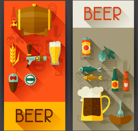 Flat Style Beer Banners Vector