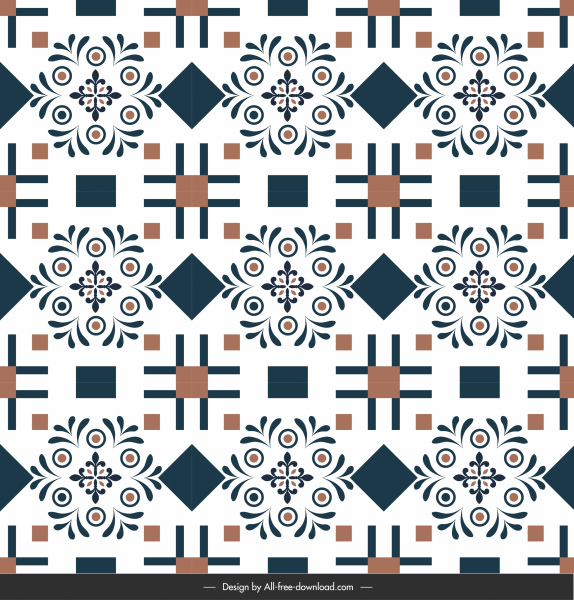 patrón de baldosas de piso que repite formas simétricas diseño plano