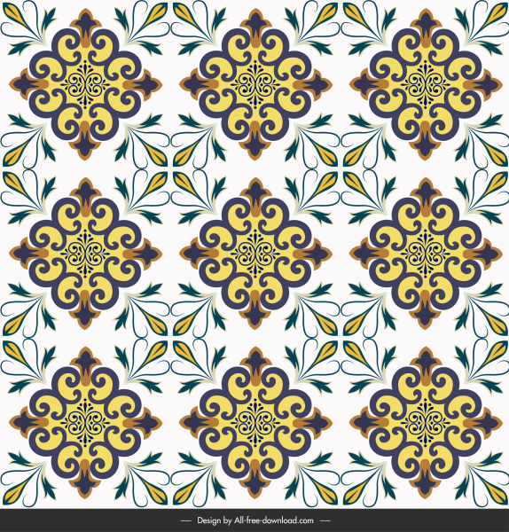 plantilla de patrón de baldosas simétricas que repiten formas decoración
