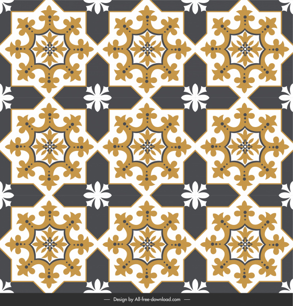 pola ubin lantai template bentuk simetris klasik elegan