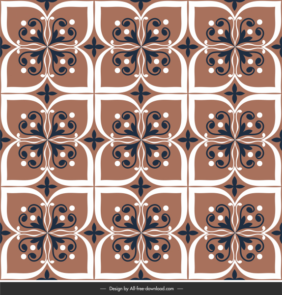 Floor Tile Pattern Template Symmetrical Flat Repeating Floral