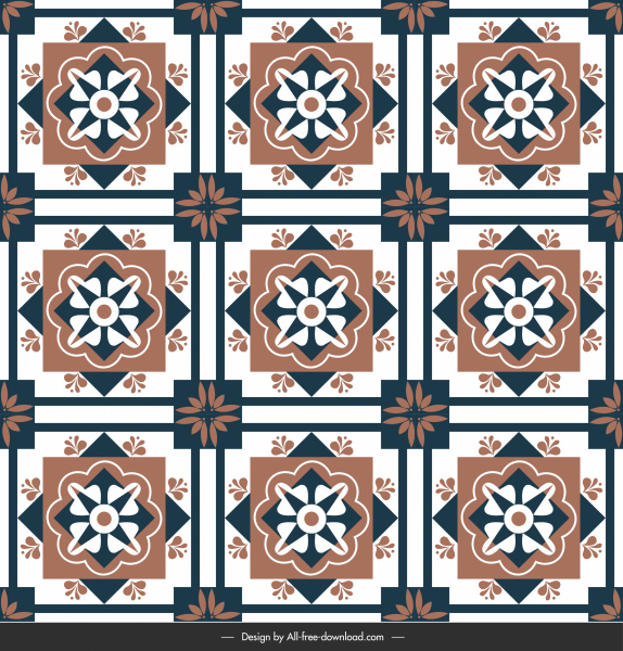 templat pola ubin lantai yang mengulangi bentuk simetris