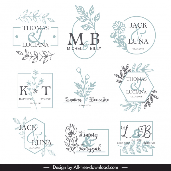 modelos de logotipo flora elegante esboço clássico brilhante