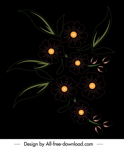 ciemny Flora klasycznego obraz projekt płaski