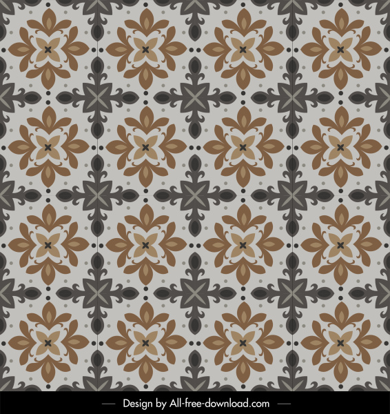 plantilla de patrón flora simétrico diseño retro de colores