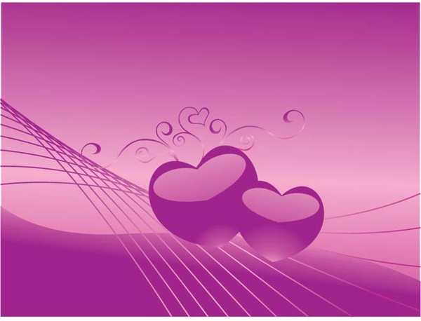 Floral Art Purple Heart Valentine Wallpaper Vector