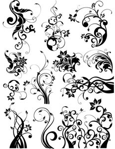 elementos de diseño de vectores de arte floral