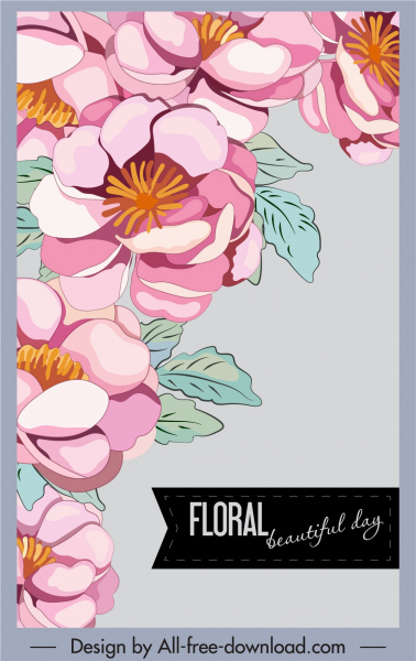 خلفية الأزهار الملونة تصميم مرسومة الكلاسيكية