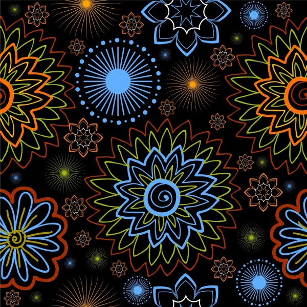 ornamento de escuro colorido desenho floral fundo