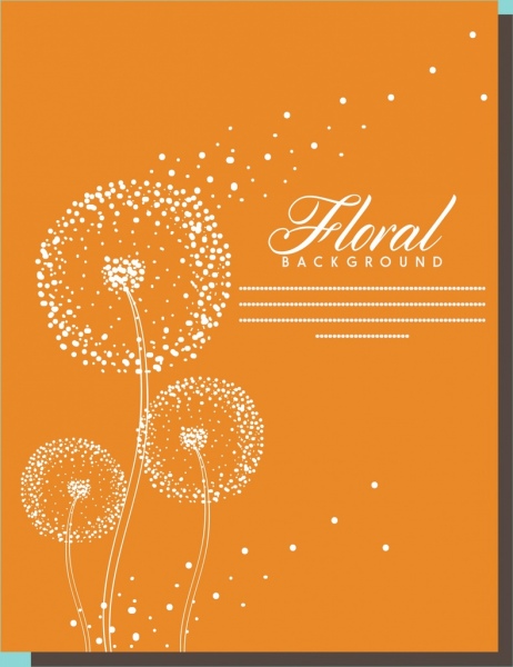 Blumenkarte Löwenzahn Skizze Design orange-Hintergrund