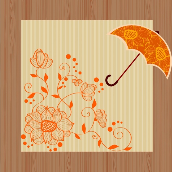 オレンジ色の花文様傘デザイン花の背景デザイン