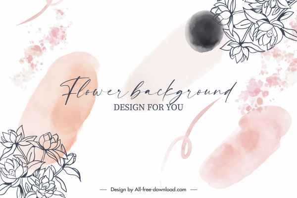template latar belakang bunga desain klasik handdrawn yang cerah