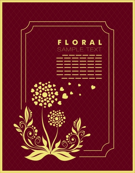 Blumenkarte gelbe klassische Herzen und Kurven design