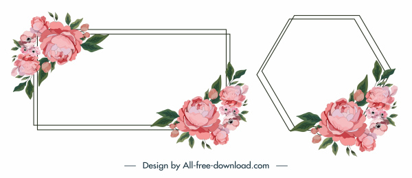 florale Rahmenvorlagen elegante klassische rechteckige Polygon Skizze