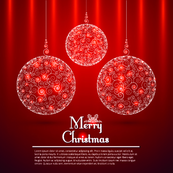 Floral Christmas Ball Red Background Vector