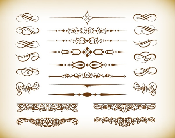 elementos de diseño floral vector gráfico conjunto