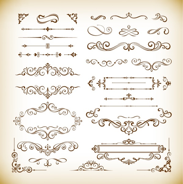 elementos úteis de design floral ilustração conjunto de vetores