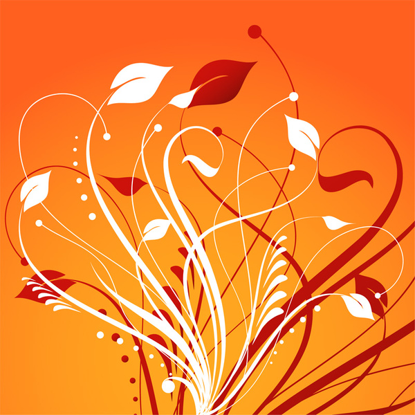 elemen bunga pada latar belakang oranye