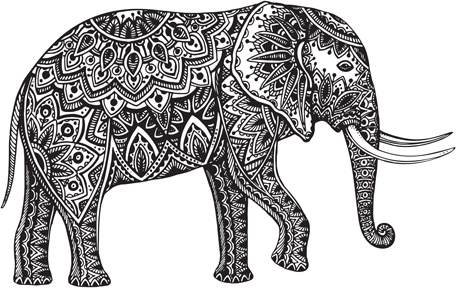 wektory kwiatowy słoń