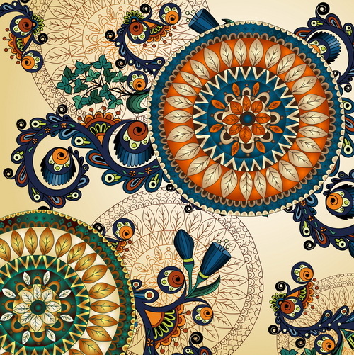 꽃 민족 패턴 배경 아트 그래픽