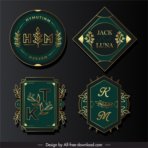 Floral Logo Template Elegant Luxury Dark Geometric Shapes
