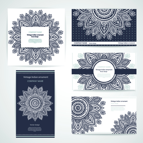 vector tarjetas de patrón de ornamentos florales