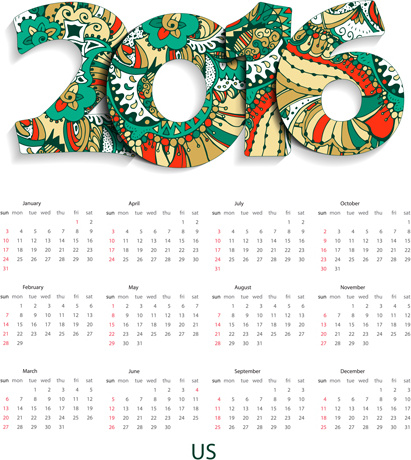 vector calendar16 floreali
