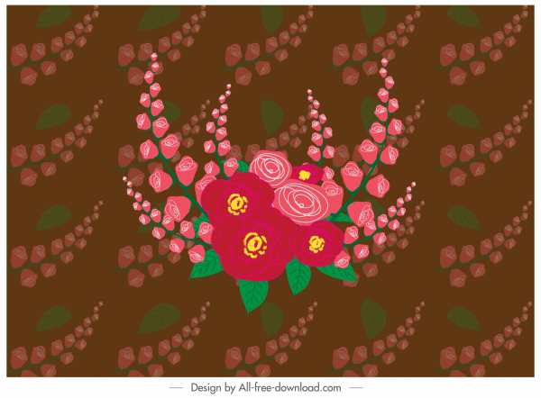 pola bunga berwarna-warni berulang kabur dekorasi klasik