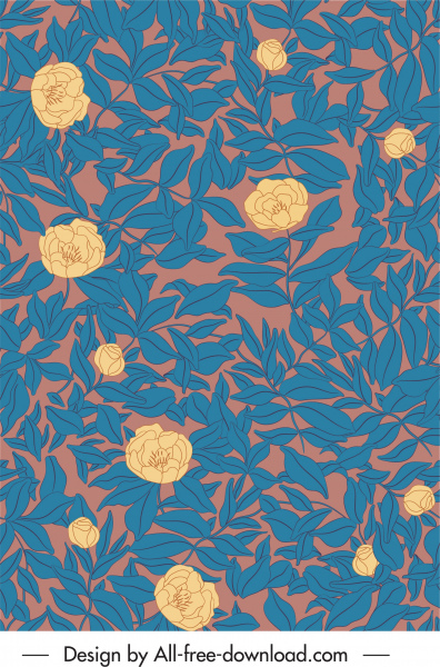 plantilla de patrón floral diseño clásico dibujado a mano