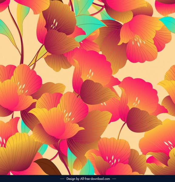 꽃 패턴 템플릿 다채로운 클래식 장식