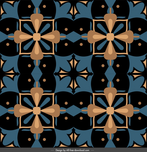 꽃 패턴 템플릿 어두운 평면 대칭 장식
