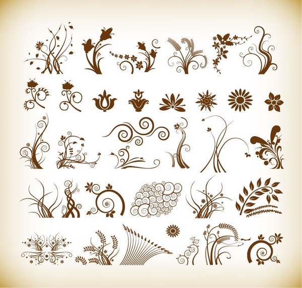 Floral Patterns For Design Vector Illustration Set