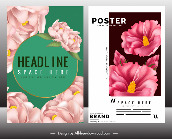 dekorasi modern cerah kelopak bunga poster template