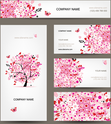 花の木の名刺デザインのベクトル