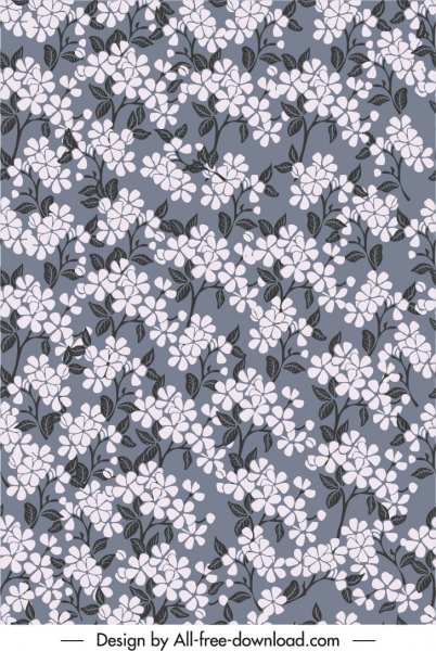 floras patrón plantilla oscuro retro plano boceto