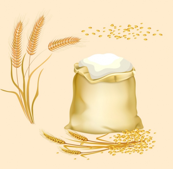 mąki tło zbóż błyszczący wzór żółty worek ikony