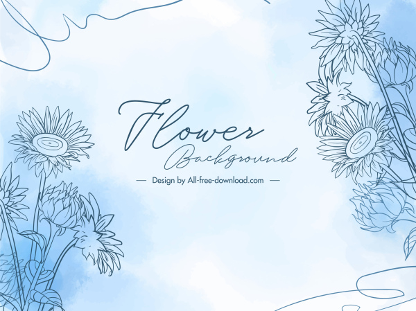 花の背景テンプレートエレガントな明るい手描きのデザイン