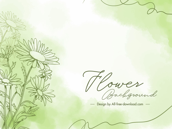 tarjeta de flores de fondo brillante dibujado a mano pétalos decoración