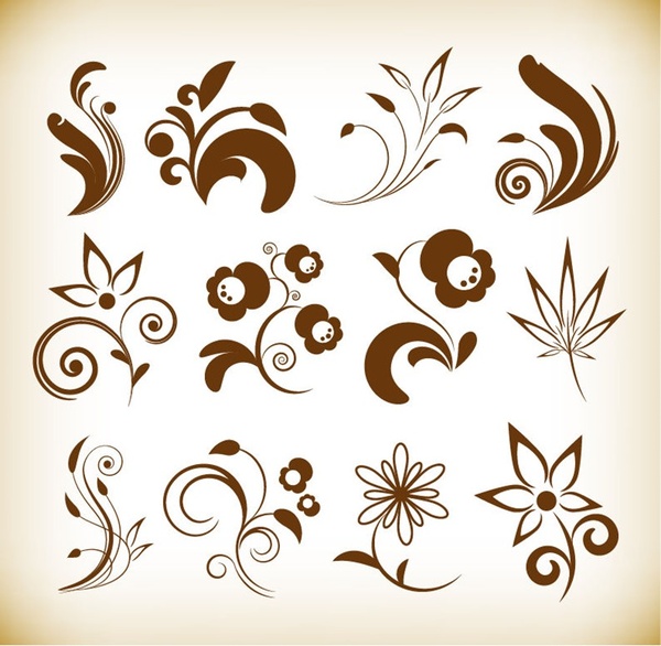 set de vector de elementos de design floral flor