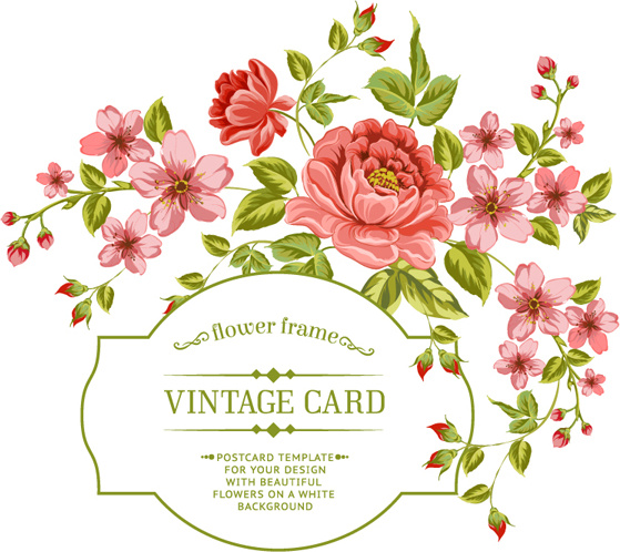 bunga frame vintage kartu vektor