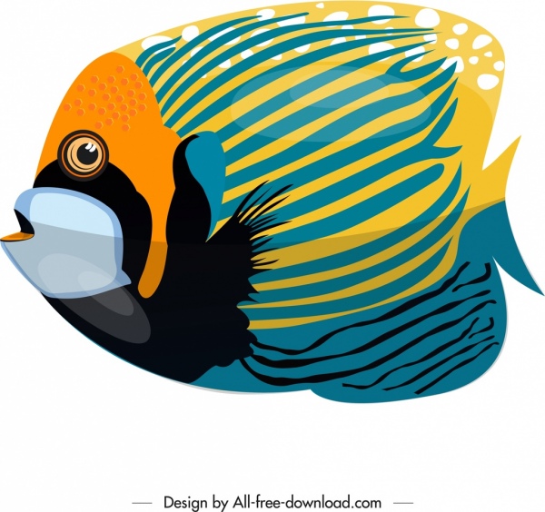 꽃 뿔 물고기 그림 다채로운 평면 디자인