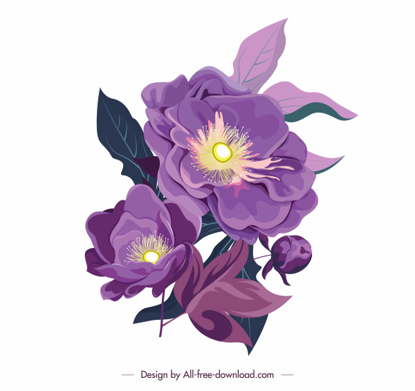 icône de fleur a coloré le croquis de floraison classique de conception
