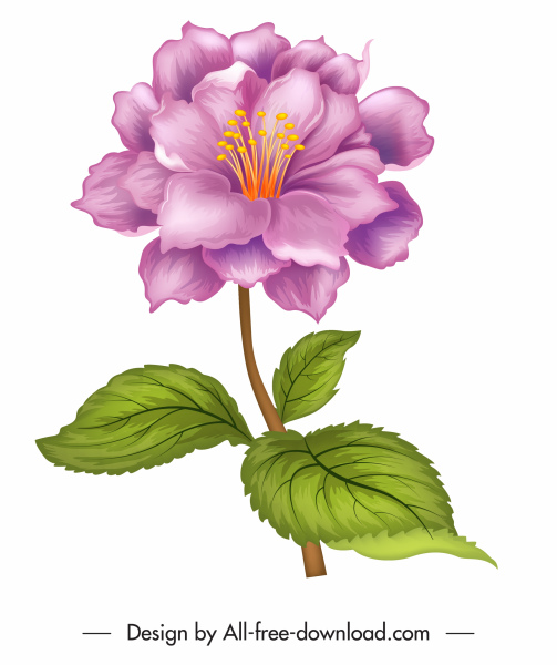 icône de fleur coloré classique dessiné à la main croquis