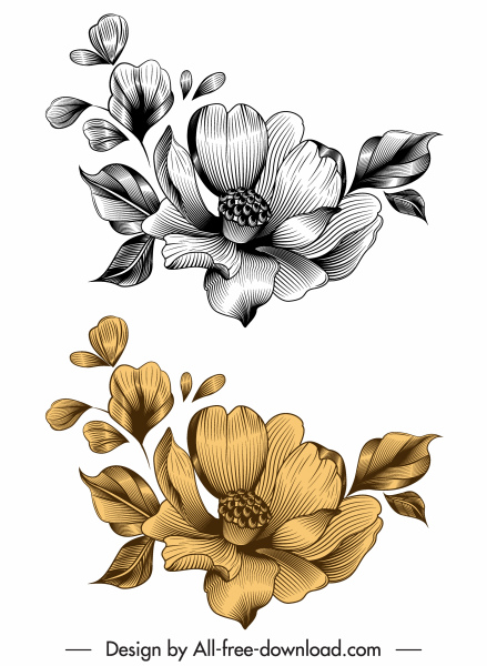 Blume Ikone elegante 3D-Skizze